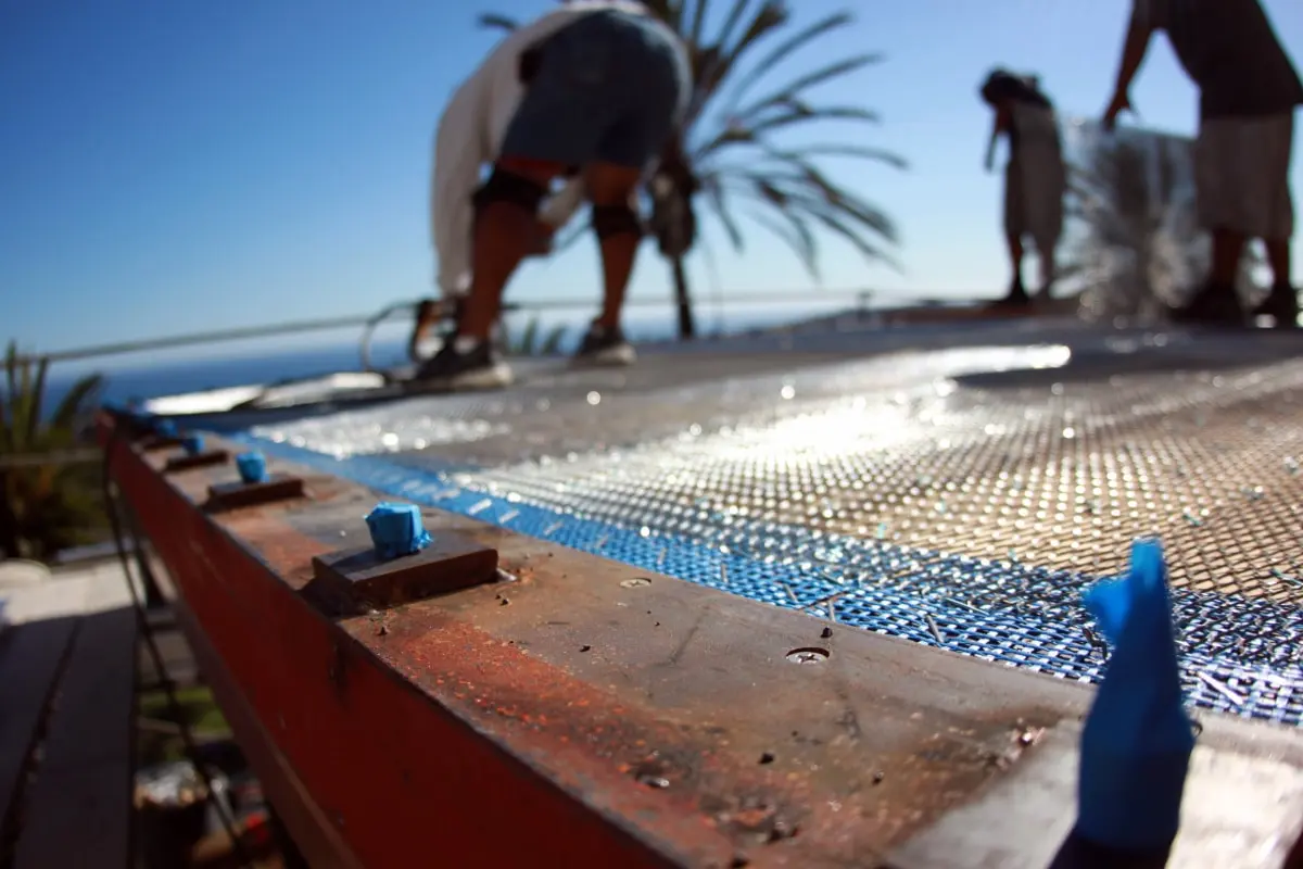 Metal lath installation for balcony waterproofing